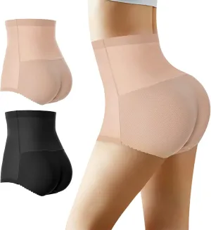 FEOYA Butt Lifter Panties Seamless Padded Underwear Women Butt Pads High Waist Tummy Control Shapewear - Pack of 2