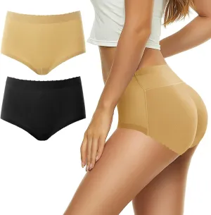 FEOYA Butt Lifter Panties Seamless Padded Underwear Women Butt Pads High Waist Tummy Control Shapewear - Pack of 2