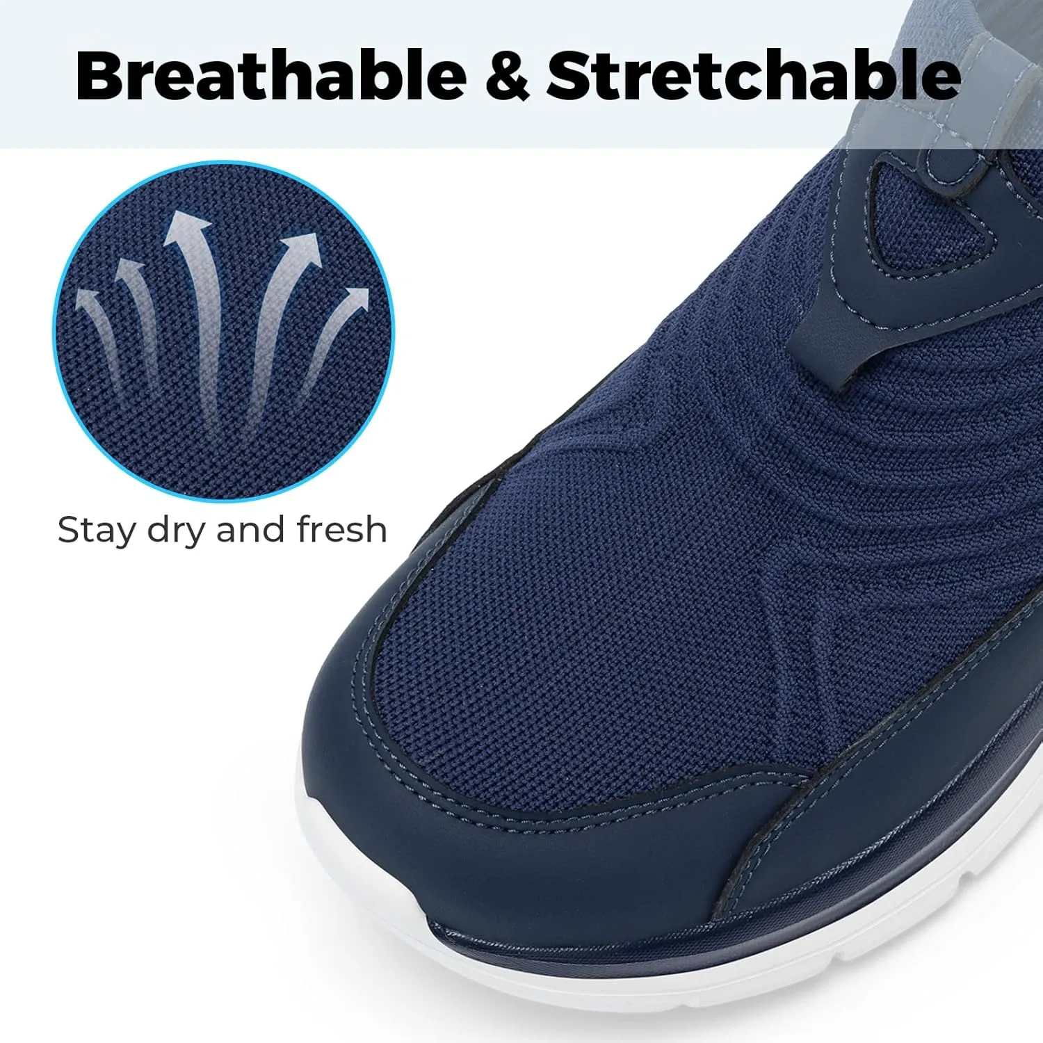 FitVille Men's Extra Wide Slip on Walking Shoes, Breathable Hands Free Slip on Sneakers, Comfortable Orthopedic Shoes for Standing All Day - Step Ease V1