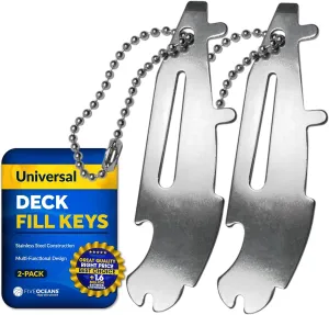 Five Oceans Universal Boat Multi-Tool - Stainless Steel Boat Gas Cap Key Tool with Shackle Opener, Bottle Opener, Screwdriver - 2-Pack