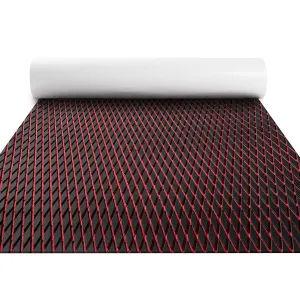 FOCEAN Boat Flooring - EVA Foam Boat Decking - Boat Mat Marine Flooring Self-Adhesive Boat Carpet, for Motorboat RV Yacht Kayak Surfboard 47.2" X 15.7", Black & Red Lines