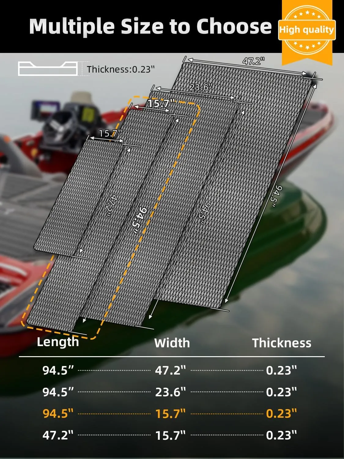 FOCEAN Boat Flooring - EVA Foam Boat Decking - Marine Flooring Marine Mats for Boats RV Yacht Kayak 94.5"x 47.2"/23.6"/15.7"
