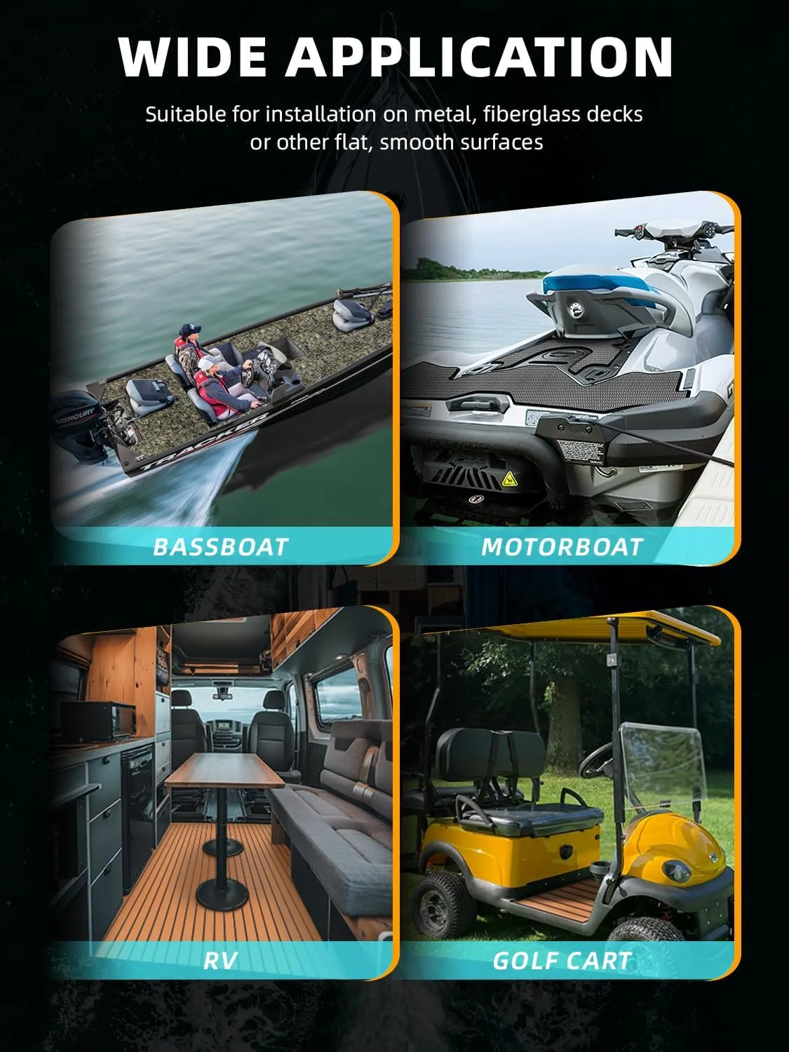 FOCEAN Boat Flooring - EVA Foam Boat Decking - Marine Flooring Marine Mats for Boats RV Yacht Kayak 94.5"x 47.2"/23.6"/15.7"