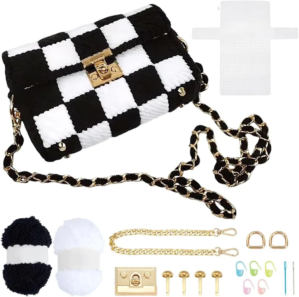 FREEBLOSS Plastic Mesh Bag DIY Plastic Mesh Bag Kit Plastic Canvas Sheets Bag DIY Cross Stitch Handbag Accessories Mesh Plastic Canvas Bag Kit Clear Plastic Mesh Sheets for Crochet Bag