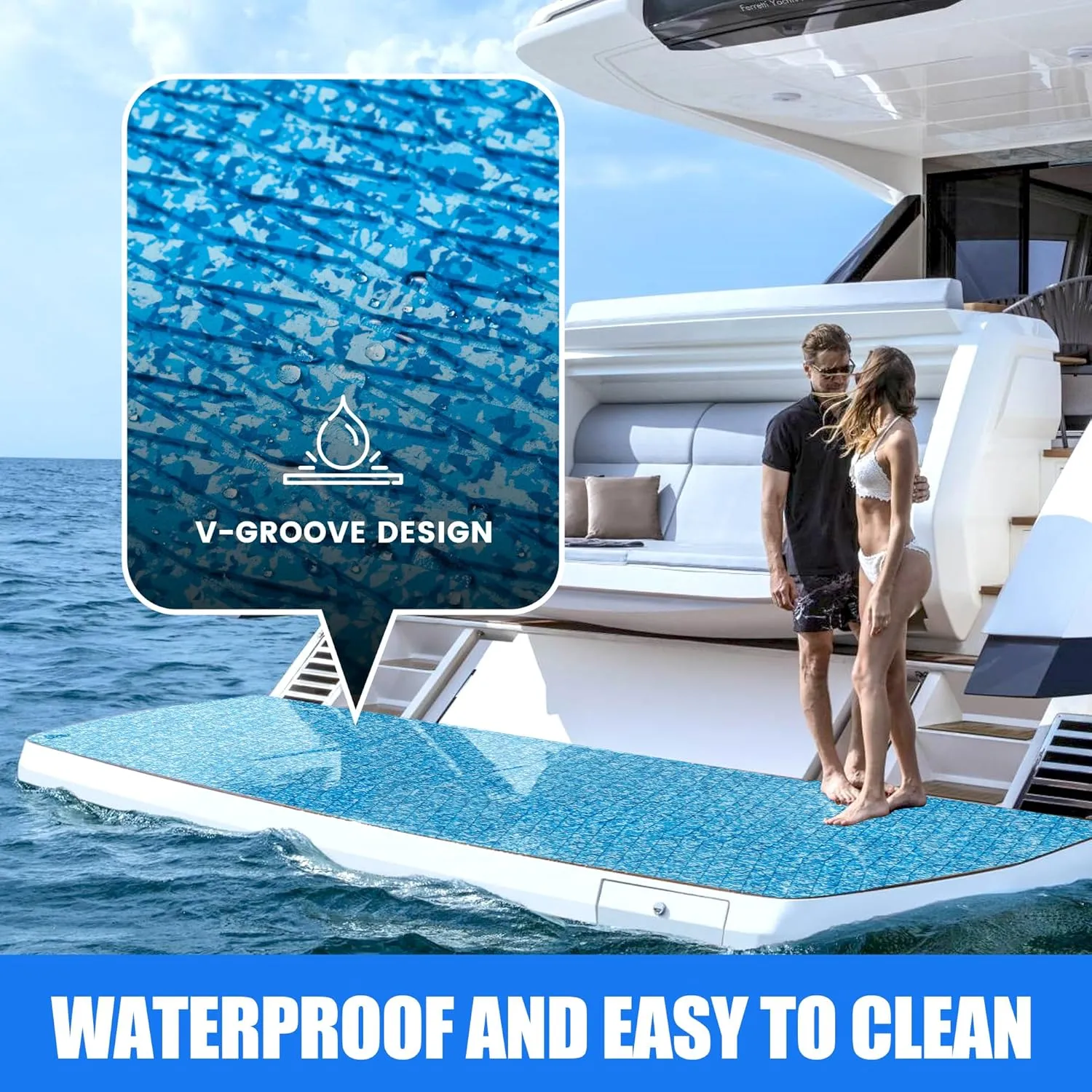 Fullfire Boat Flooring EVA Foam Decking Sheet, Camo Marine Flooring with Self-Adhesive Backing Marine Carpet for Boats Yacht Kayak RV Floor 94" x 47"/24"/16"