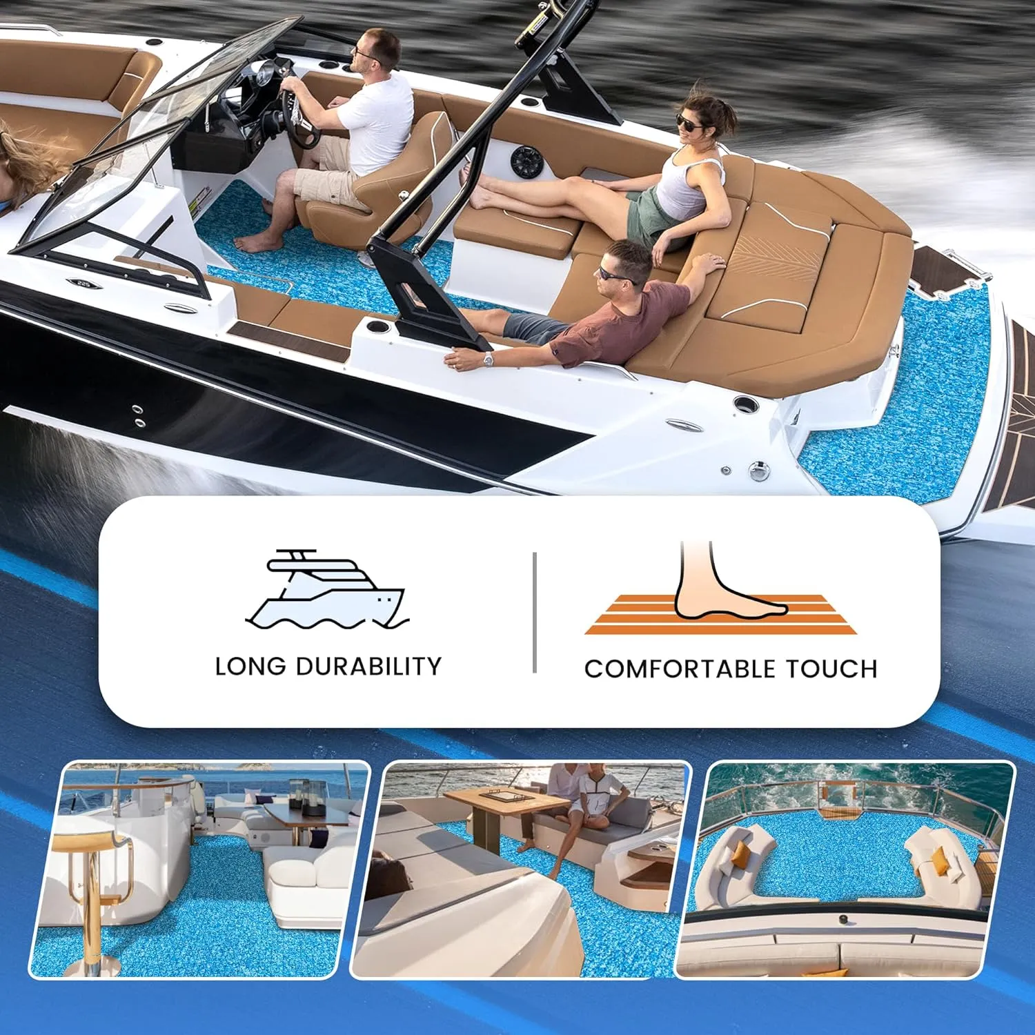 Fullfire Boat Flooring EVA Foam Decking Sheet, Camo Marine Flooring with Self-Adhesive Backing Marine Carpet for Boats Yacht Kayak RV Floor 94" x 47"/24"/16"