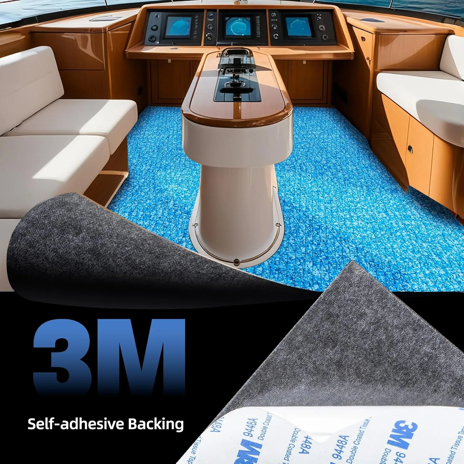 Fullfire Boat Flooring EVA Foam Decking Sheet, Camo Marine Flooring with Self-Adhesive Backing Marine Carpet for Boats Yacht Kayak RV Floor 94" x 47"/24"/16"