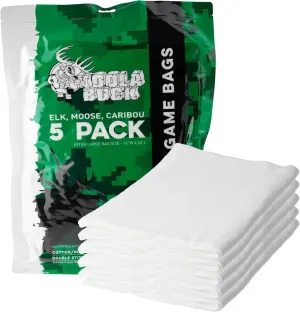 Game Bags Hunting | Available in Packs of 5 Deer or Elk Quarter Bags or as a Single Deer Full Body Bag | Reusable, Breathable & Stretchable | Vacuum Sealed for Easy Carry