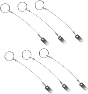 GANAZONO 6pcs Anti-Lost Rope Pin Trail Cam Cable Lock Quick Release Lanyard Steel Cable with Loops Safety Cable Lock Wire Phone Tether Stage Lighting Cable Silver 316 Stainless Steel
