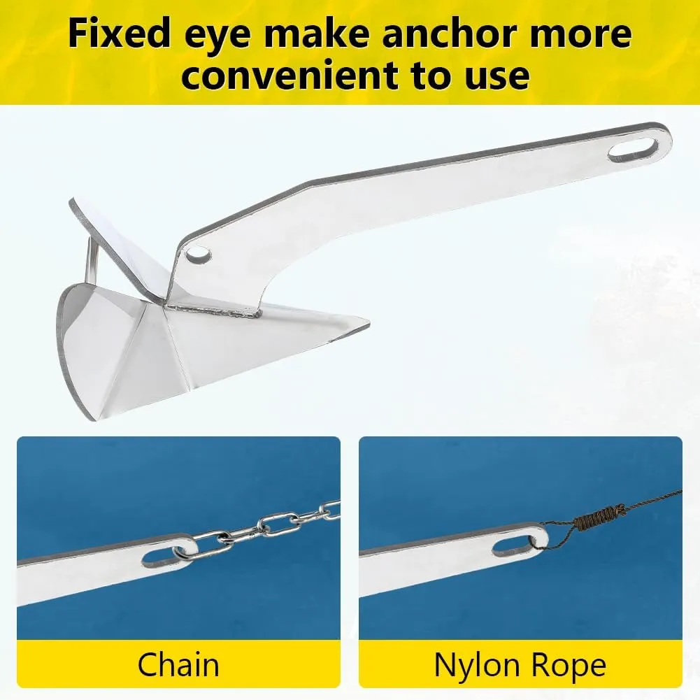 GAOMON Upgraded Boat Anchor, 316 Stainless Steel Delta-Style Anchor, Heavy Duty Triangular Anchor 11lbs / 17lbs / 22lbs Wing Style Triangle Anchor