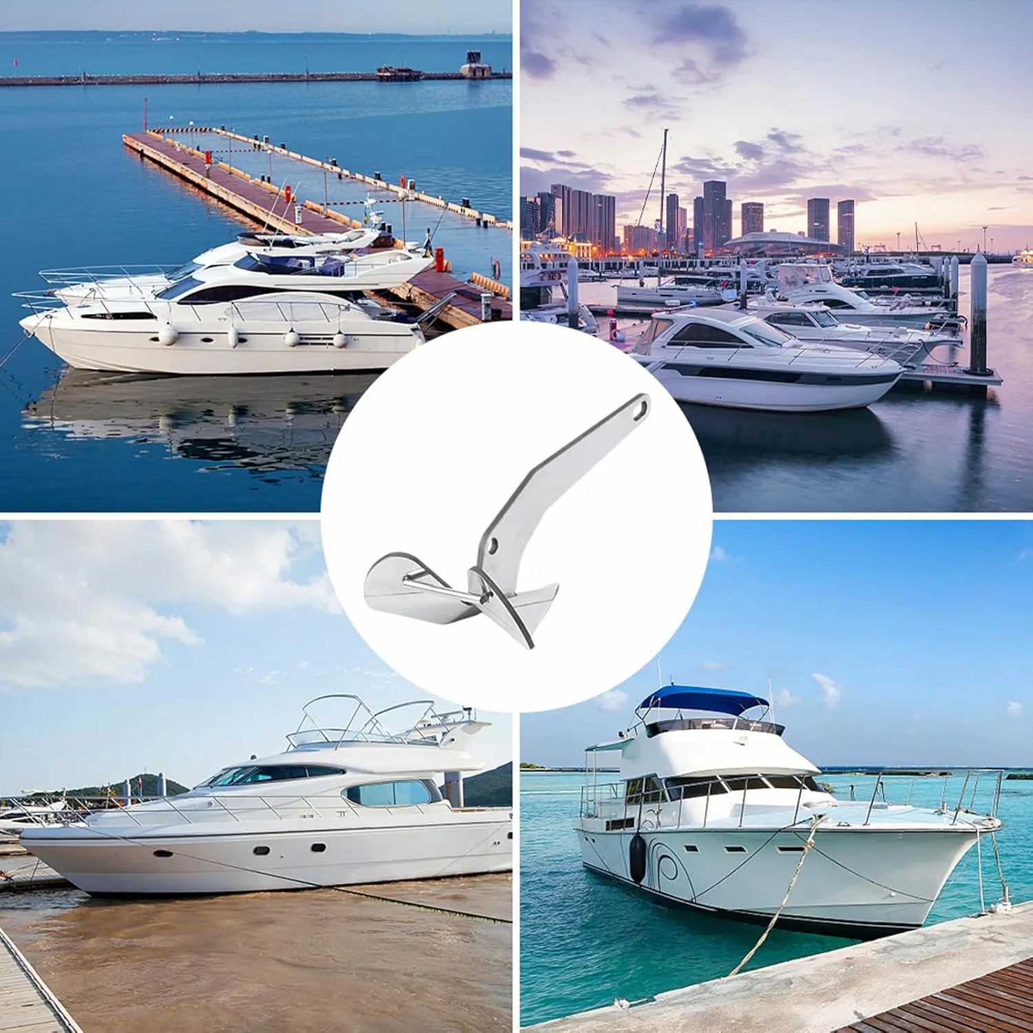 Garvee Upgraded Boat Anchor, 316 Stainless Steel Delta-Style Anchor, Heavy Duty Triangular Anchor 11lbs / 17lbs / 22lbs Wing Style Triangle Anchor