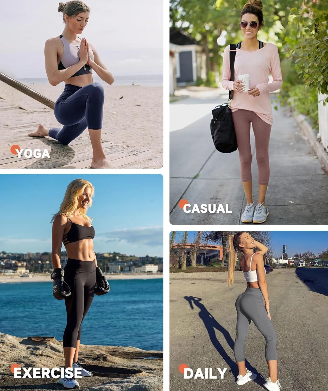 GAYHAY 3 Pack Capri Leggings for Women - Stretch Tummy Control Yoga Pants for Cycling Workout