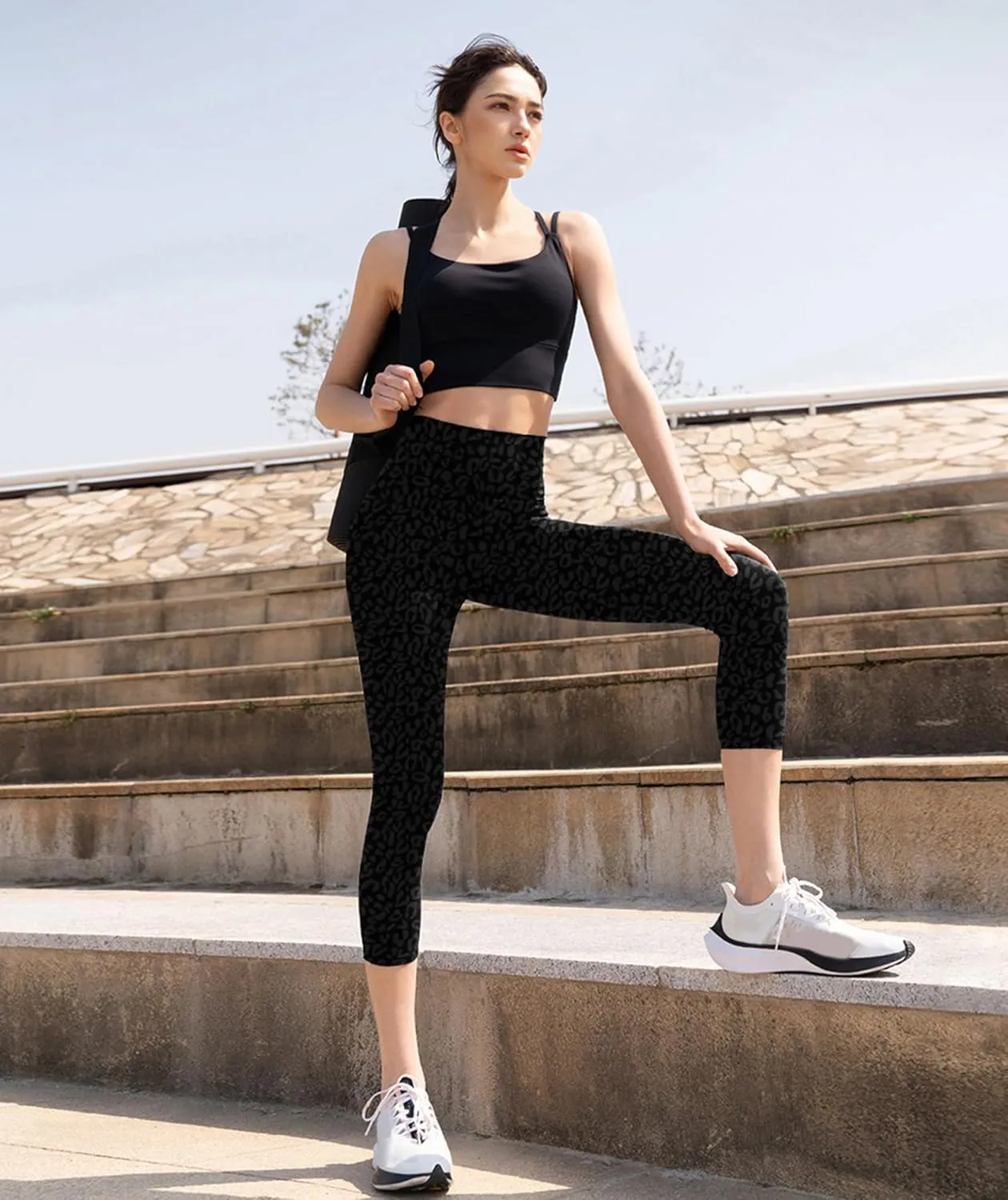 GAYHAY 3 Pack Capri Leggings for Women - Stretch Tummy Control Yoga Pants for Cycling Workout
