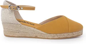 Girona Authentic Spanish Espadrille Wedge Sandals for Women - Sustainable, Eco Friendly, Vegan Shoes. Classic Style, Organic Cotton Canvas Upper, Comfy Insole, Jute Midsole, Rubber Sole. Made in Spain