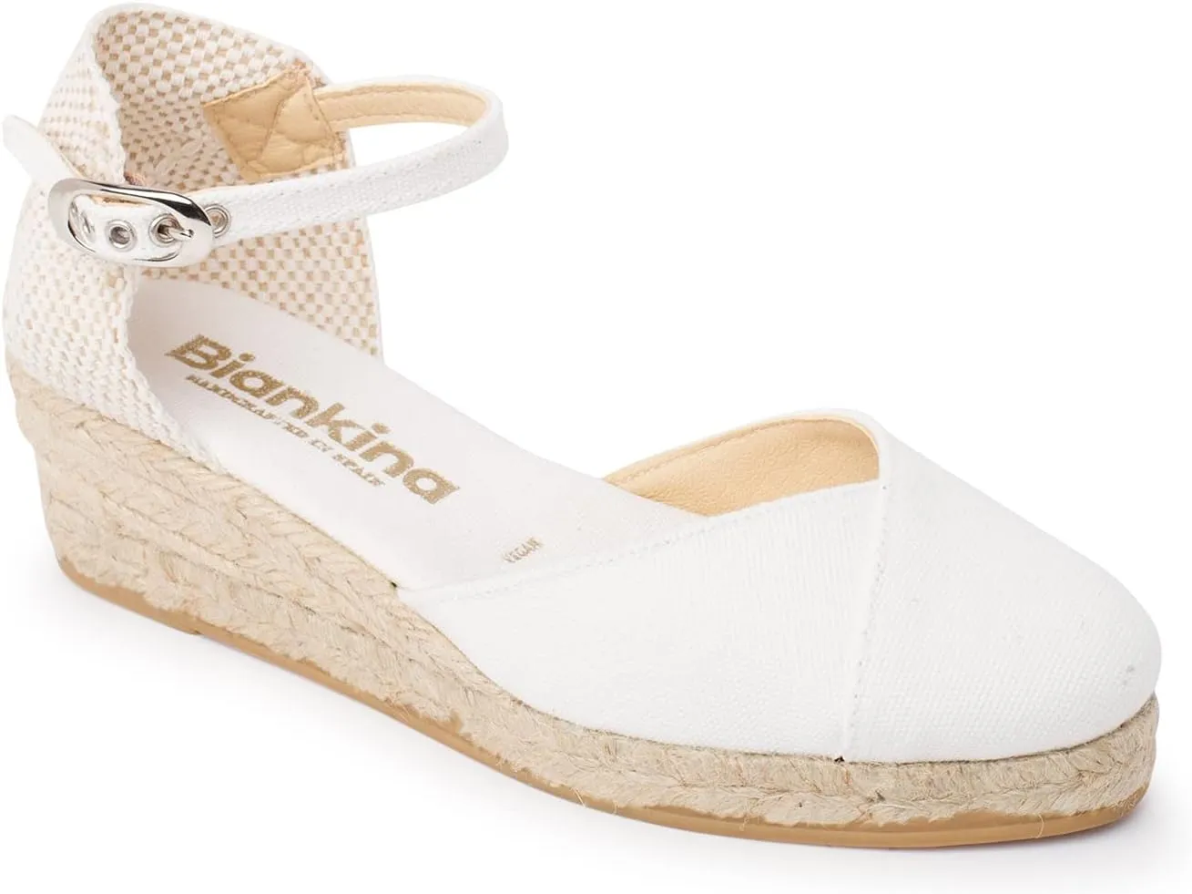 Girona Authentic Spanish Espadrille Wedge Sandals for Women - Sustainable, Eco Friendly, Vegan Shoes. Classic Style, Organic Cotton Canvas Upper, Comfy Insole, Jute Midsole, Rubber Sole. Made in Spain