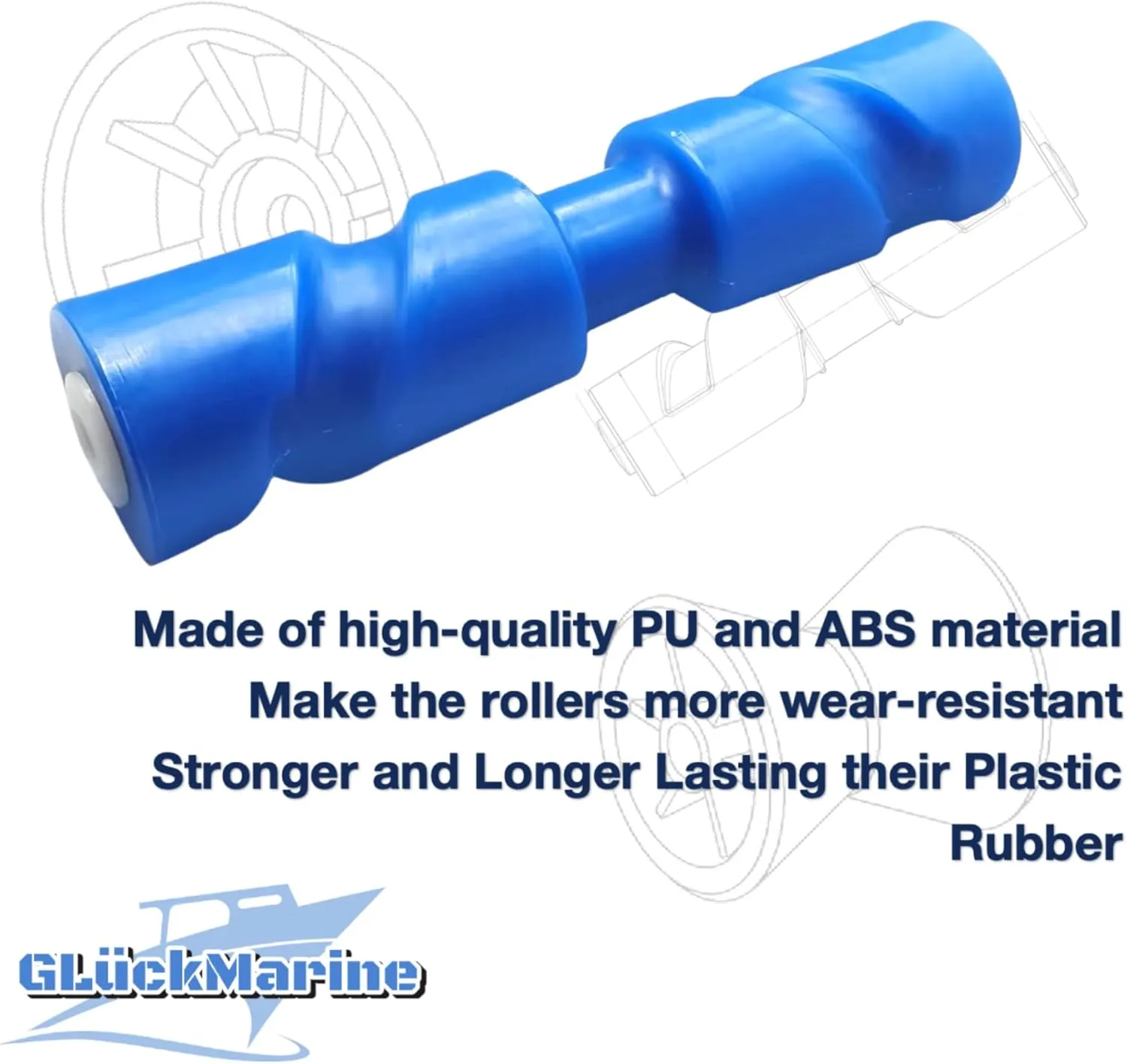 GlückMarine 12" & 8" Self Centering Keel Roller Bow Stop Used on 5/8 Inch Diameter Shaft Mount Bracket for Boat Trailer
