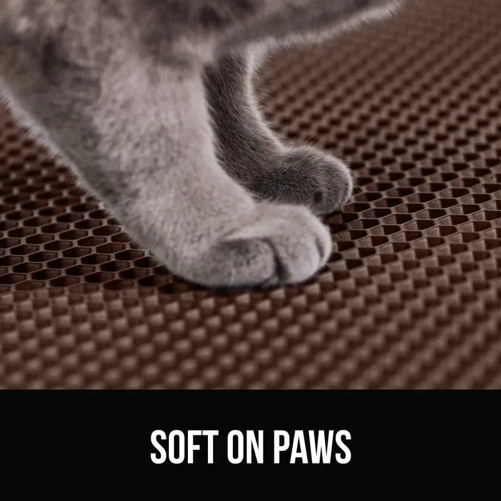 GORILLA GRIP Honeycomb Cat Litter Mat 35x24, Two Layer Trapping Waste Mats, Soft On Paws, Indoor Box Supplies and Essentials, Feeding Trap, Water Resistant on Floors, Brown