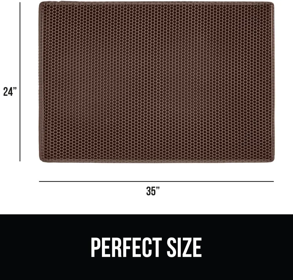 GORILLA GRIP Honeycomb Cat Litter Mat 35x24, Two Layer Trapping Waste Mats, Soft On Paws, Indoor Box Supplies and Essentials, Feeding Trap, Water Resistant on Floors, Brown