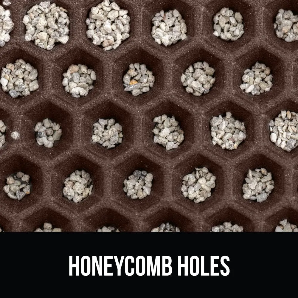 GORILLA GRIP Honeycomb Cat Litter Mat 35x24, Two Layer Trapping Waste Mats, Soft On Paws, Indoor Box Supplies and Essentials, Feeding Trap, Water Resistant on Floors, Brown