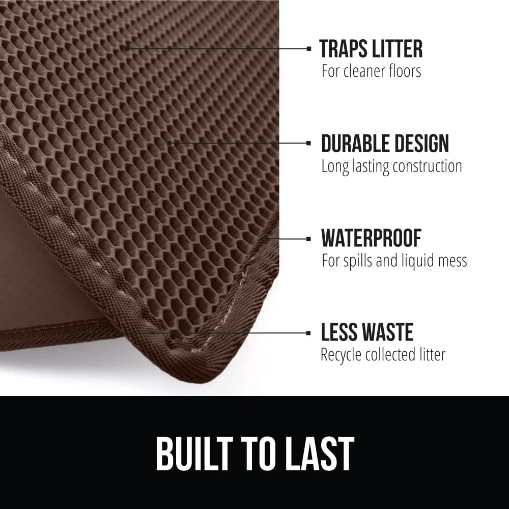 GORILLA GRIP Honeycomb Cat Litter Mat 35x24, Two Layer Trapping Waste Mats, Soft On Paws, Indoor Box Supplies and Essentials, Feeding Trap, Water Resistant on Floors, Brown