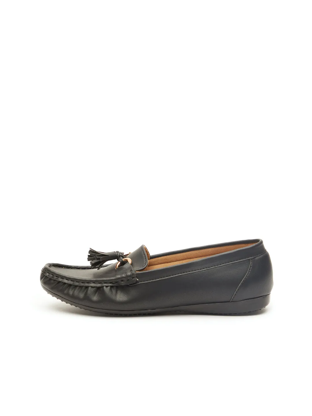 GOSSIP WOMENS BLACK MOCCASINS