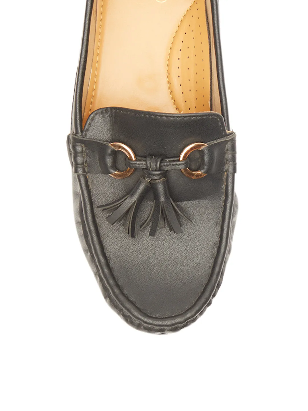 GOSSIP WOMENS BLACK MOCCASINS