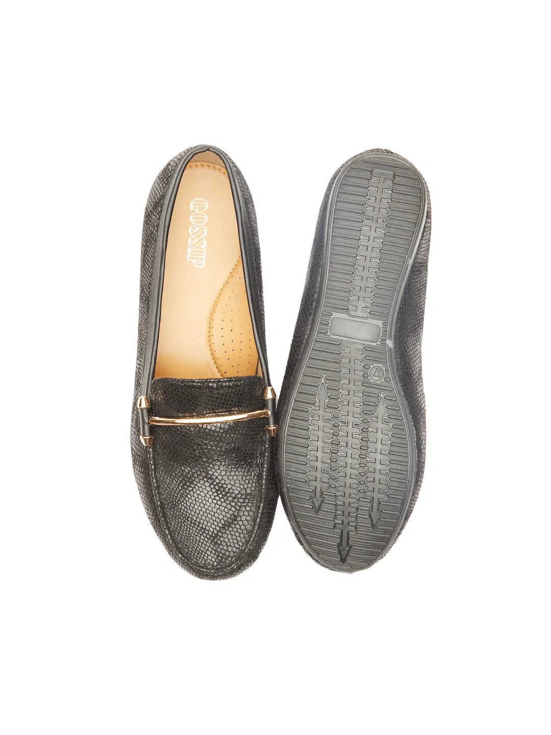 GOSSIP WOMENS BLACK MOCCASINS