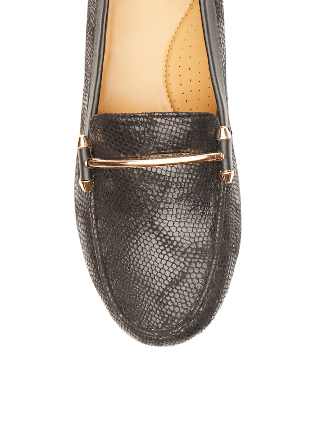 GOSSIP WOMENS BLACK MOCCASINS