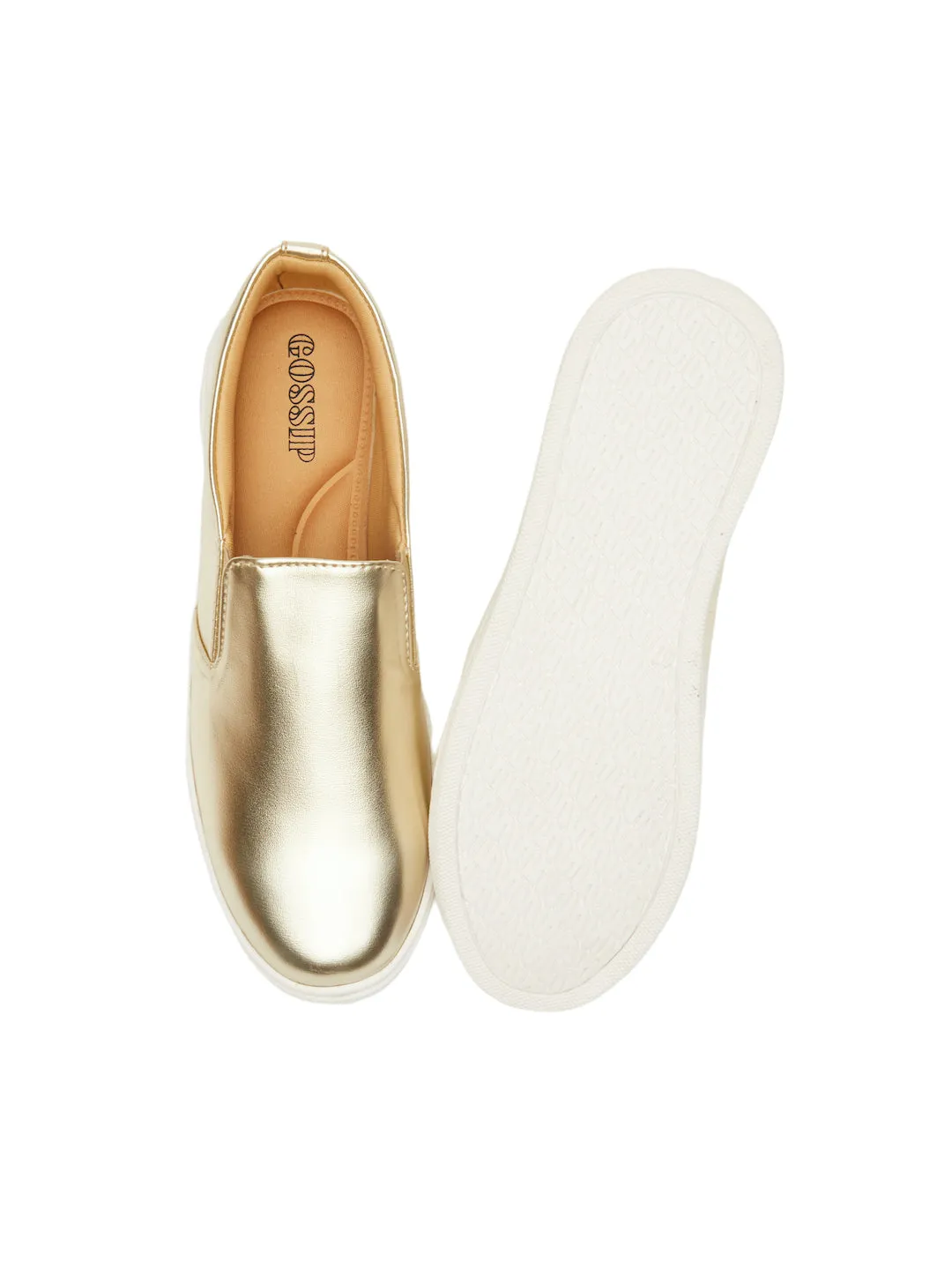 GOSSIP WOMENS GOLD MOCCASINS