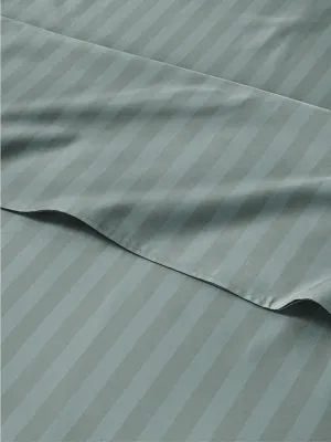 Green Striped Sheets – 3 Piece Twin Set with 1 Flat & 1 Fitted Sheet & 1 Pillowcase w/ Deep Pockets – Cozy, Wrinkle & Fade Resistant - Ultra-Soft, Breathable, Cooling – Luxury Pinstripe Bed Sheets Set