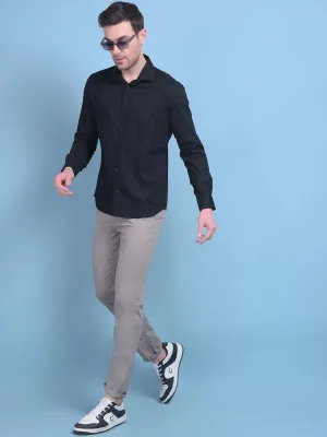 Grey Printed Stretchable Cotton Trousers