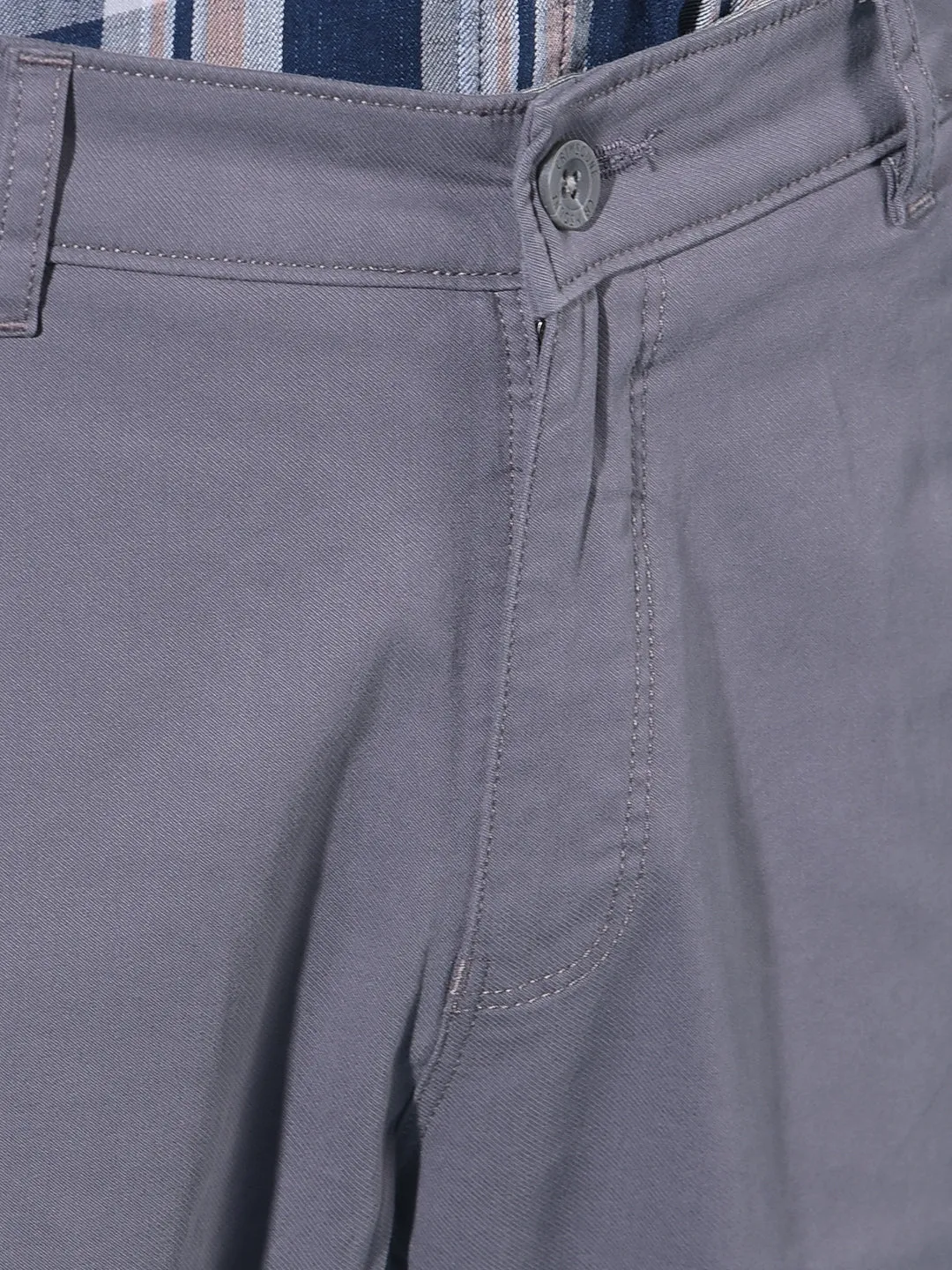 Grey Straight Stretchable Trousers