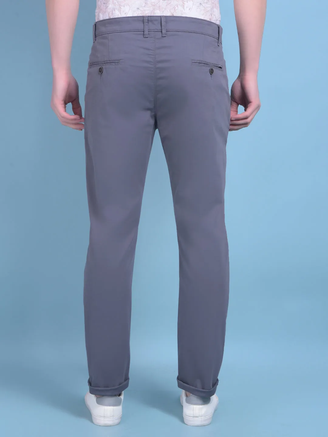 Grey Stretchable Cotton Trousers