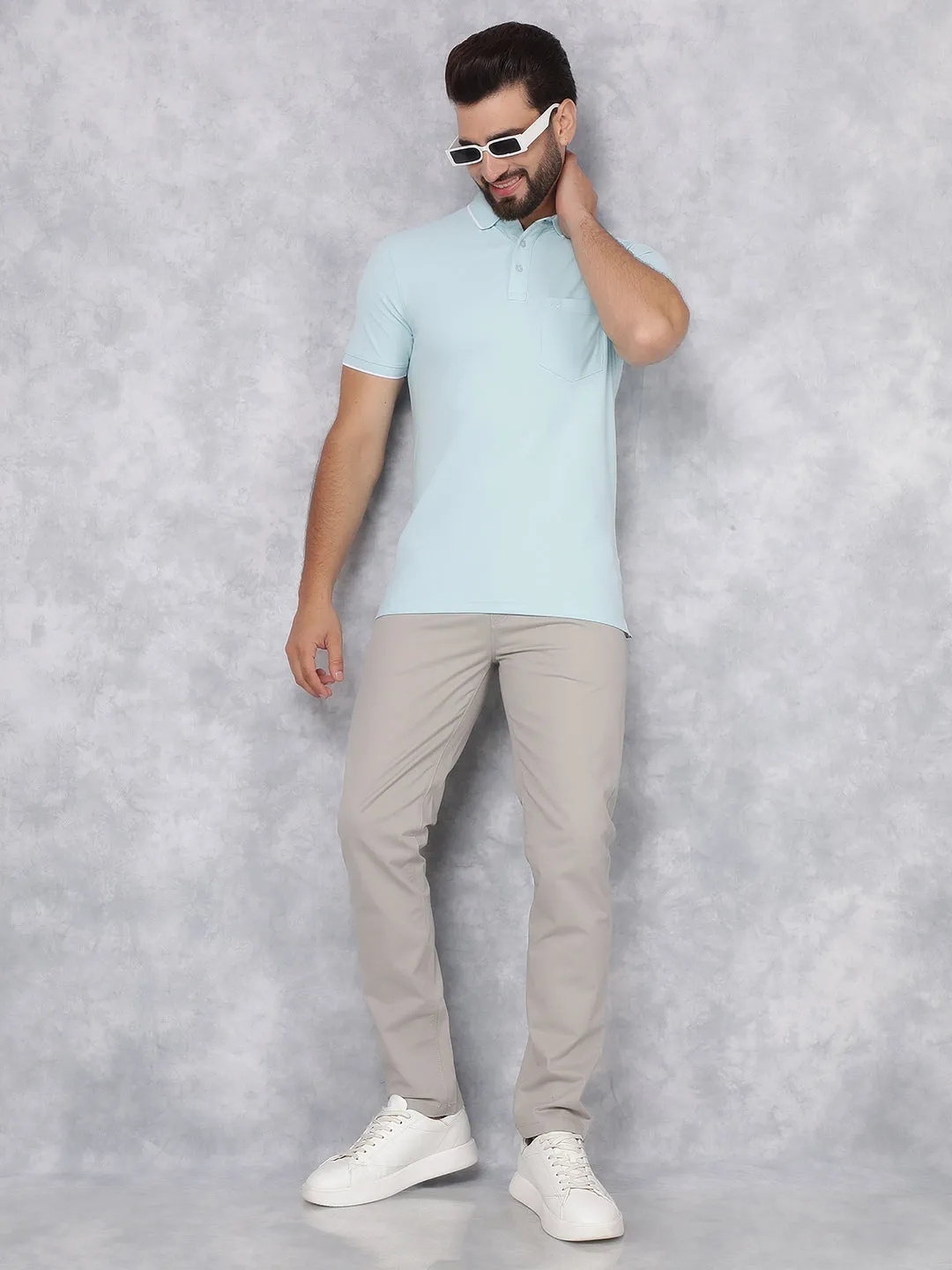Grey Stretchable Cotton Trousers