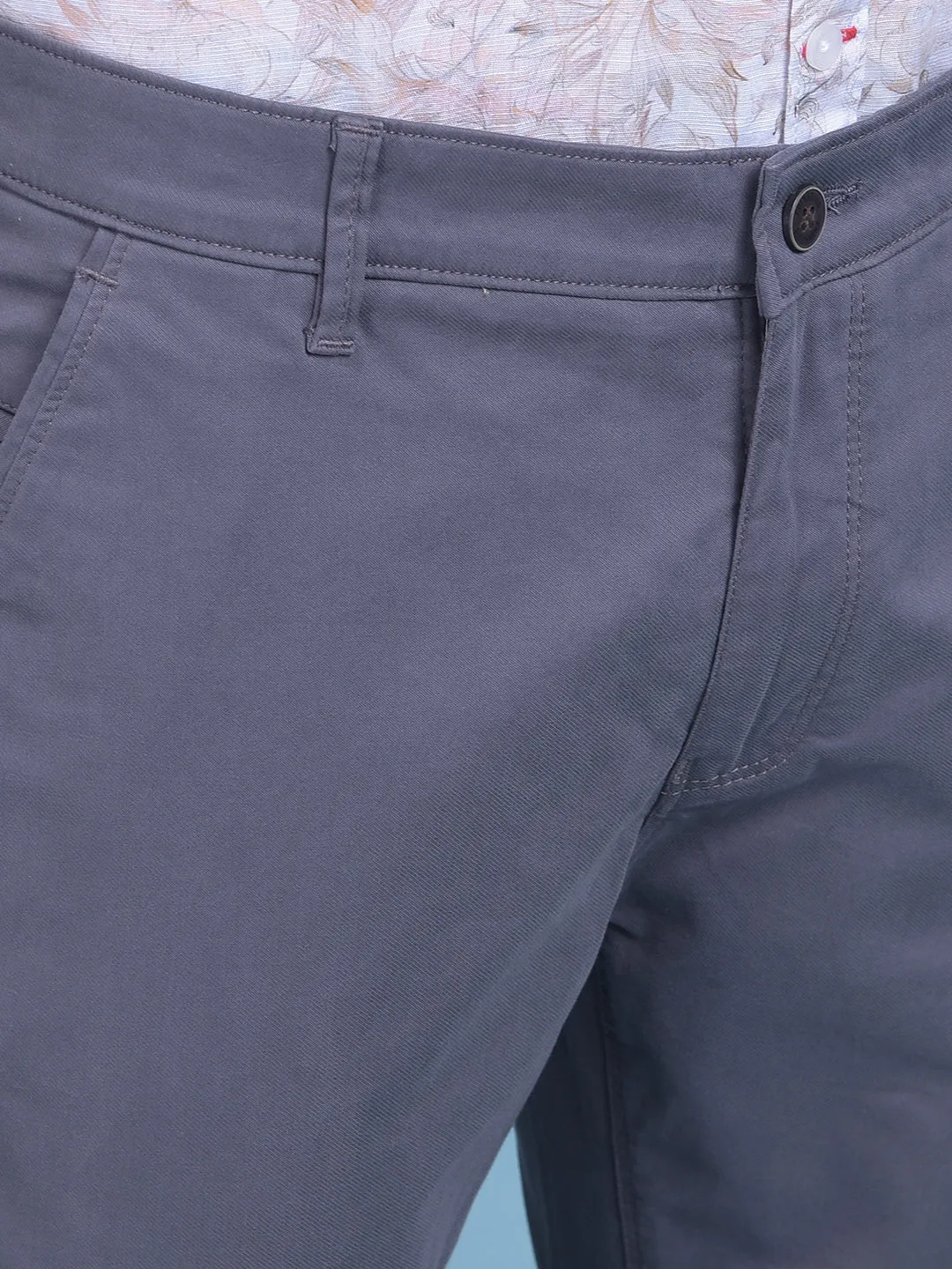 Grey Stretchable Cotton Trousers