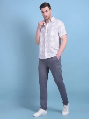 Grey Stretchable Cotton Trousers