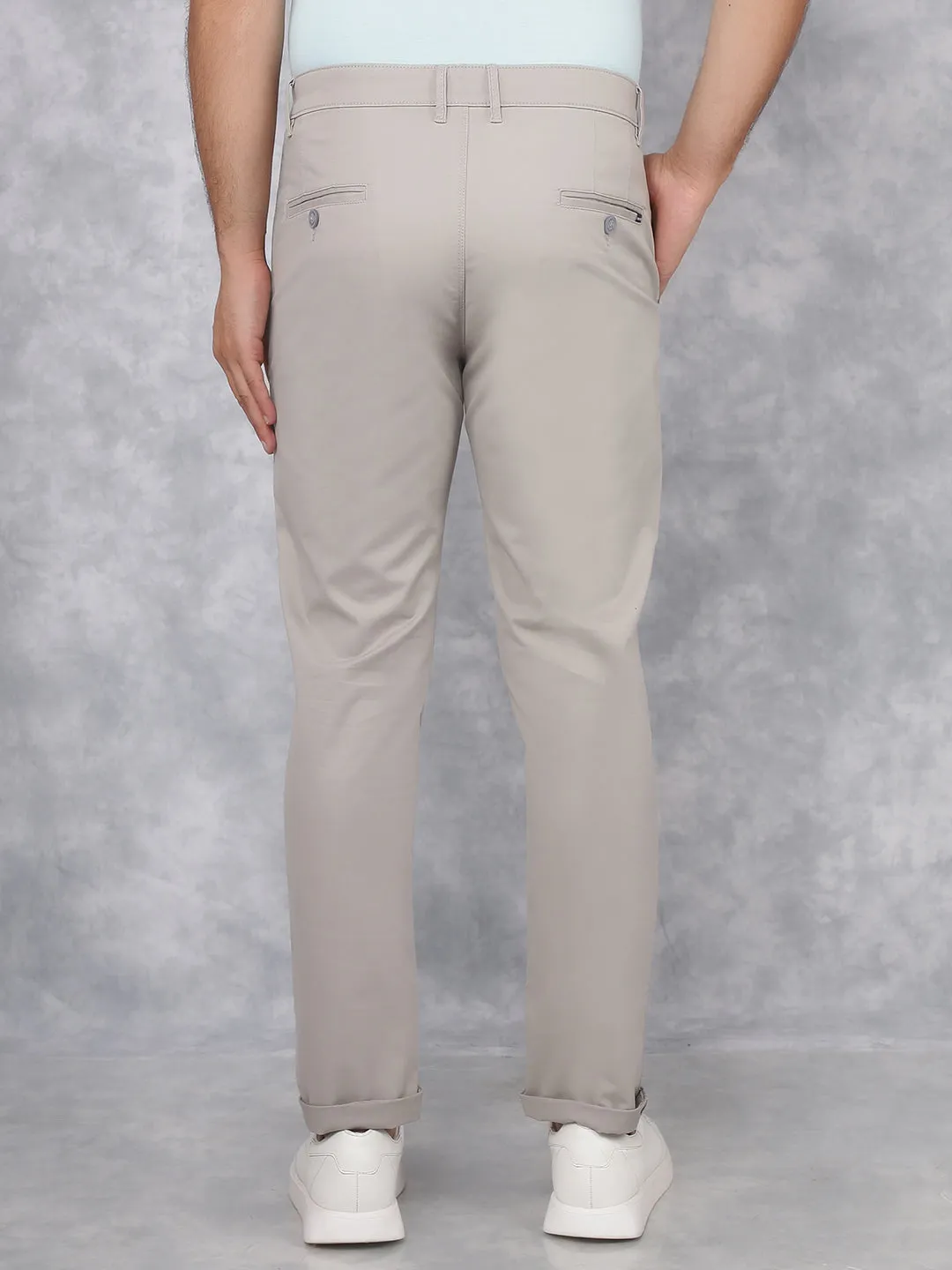 Grey Stretchable Cotton Trousers