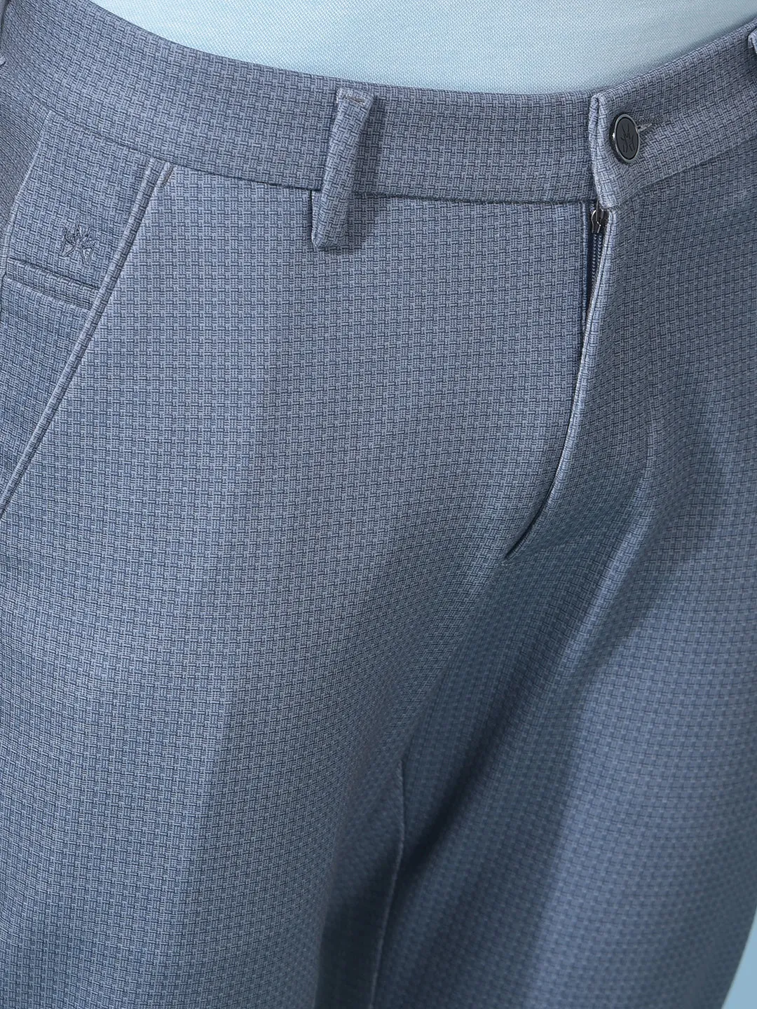 Grey Stretchable Printed Trousers
