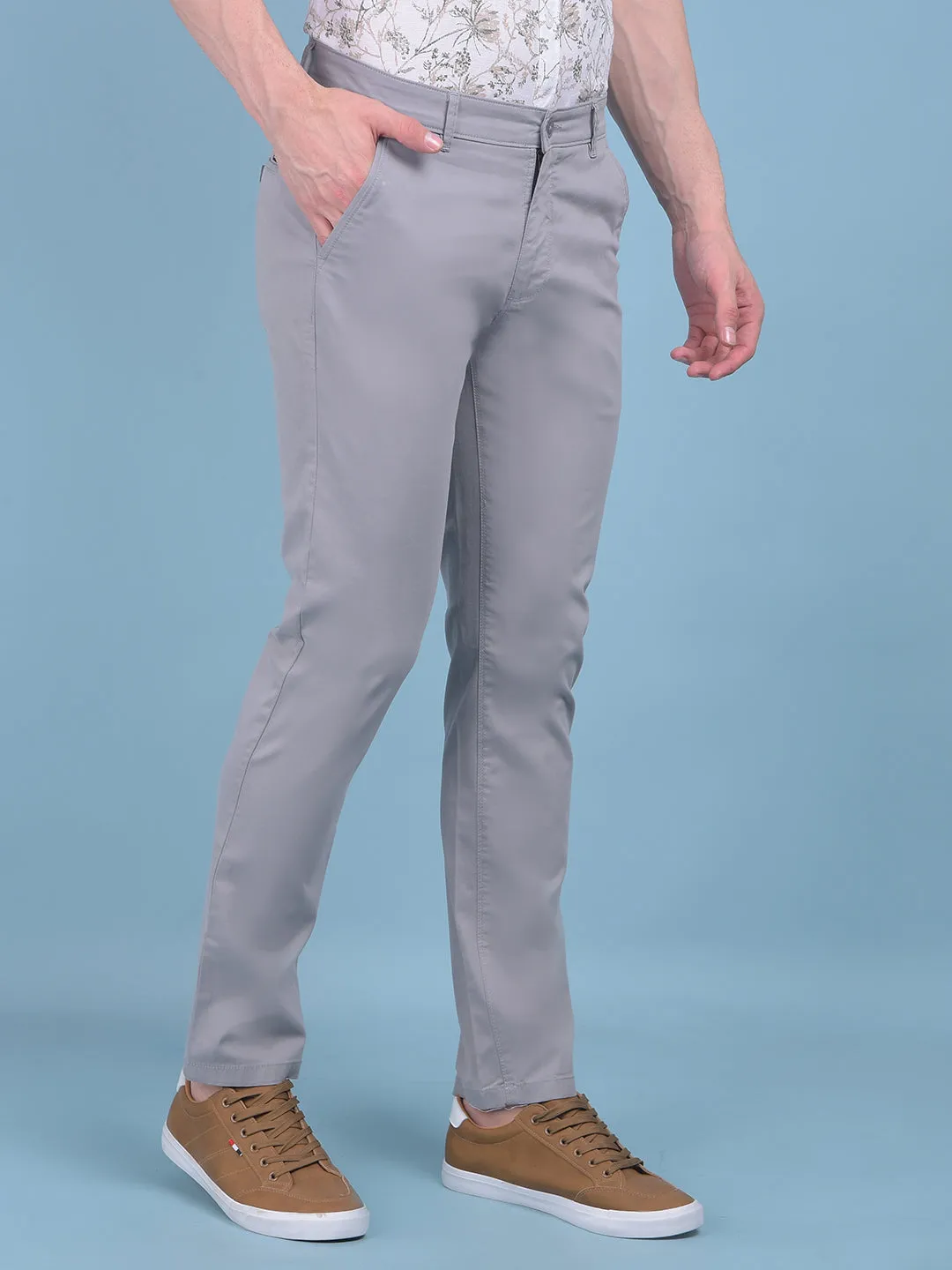 Grey Stretchable Trousers