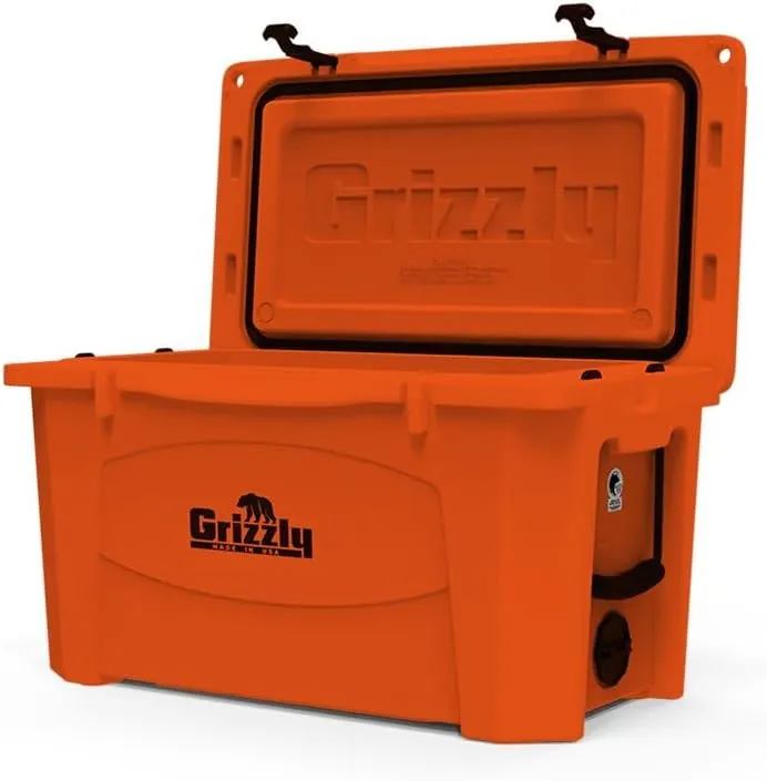 Grizzly 60 Cooler | 60 qt Ice Chest Durable Rotomolded Insulated | Made in USA | Warranty for Life | For Beach Boat Camping Fishing Hunting | G60