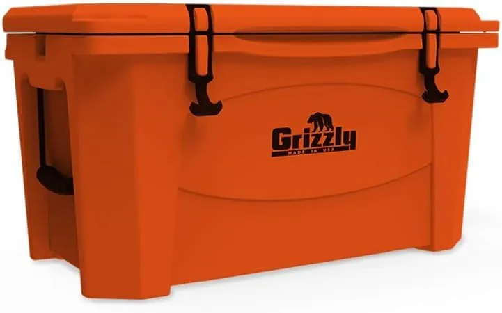 Grizzly 60 Cooler | 60 qt Ice Chest Durable Rotomolded Insulated | Made in USA | Warranty for Life | For Beach Boat Camping Fishing Hunting | G60