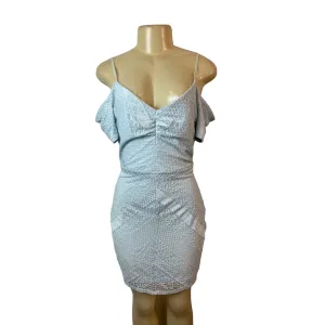 Guess Women's Light Blue Floral Lace Sheath Mini Dress Sz M