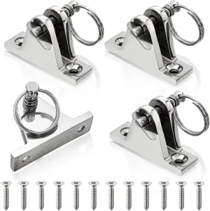 Hacaroa 4 Pack Bimini Top Deck Hinge with Quick Release Pin, Bimini Top Mounting Hardware Fittings Boat Canopy Brackets, 316 Stainless Steel, Installation Screws Included