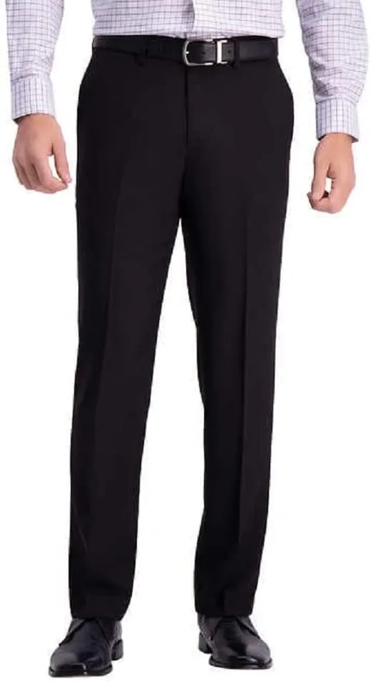 Haggar Men's Comfort Performance Stretch Straight Fit Pant with Super Flex Waistband (as1, Waist_Inseam, Numeric_34, Numeric_30, Regular, Regular, Black, 34W x 30L)