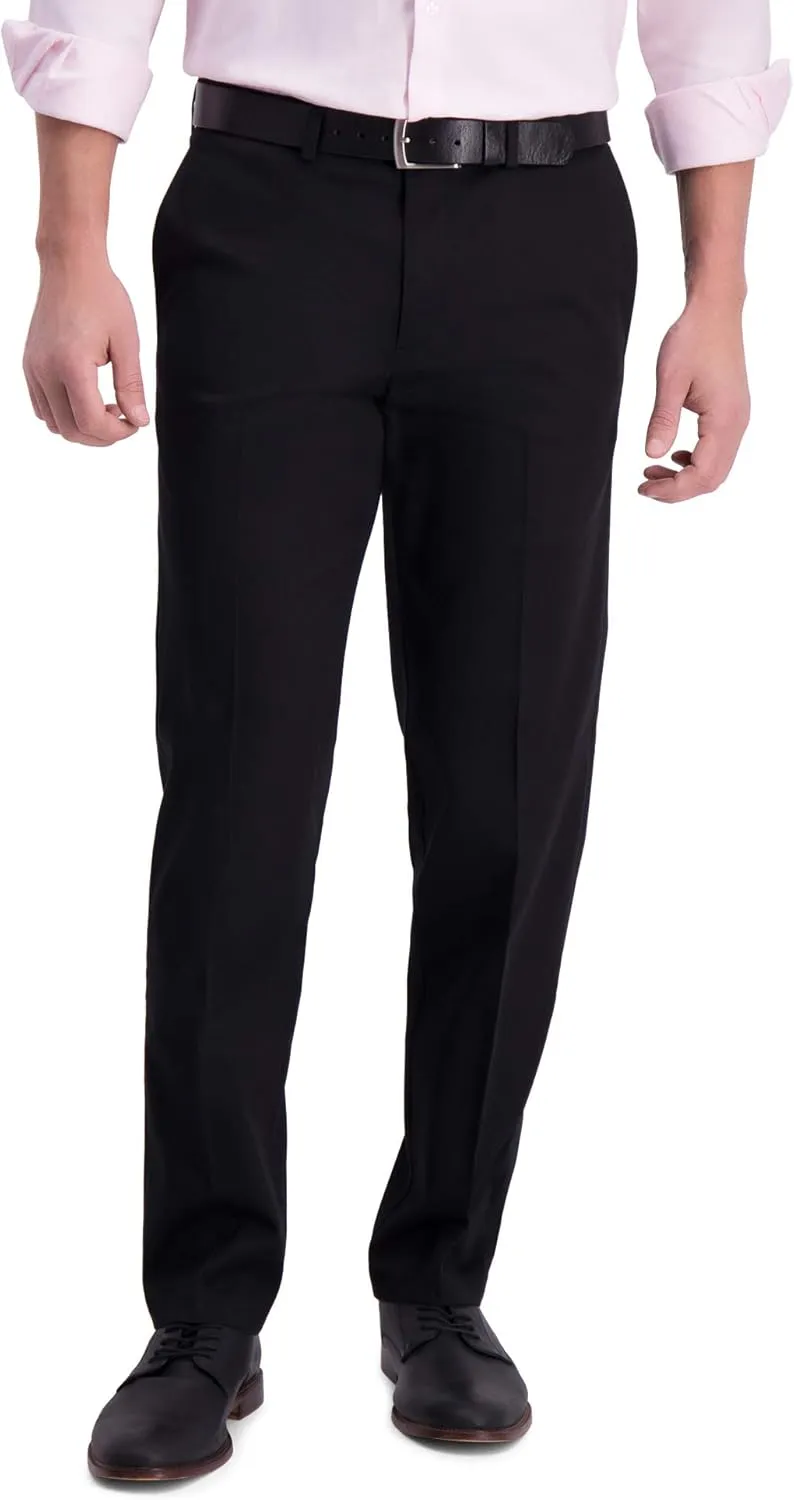 Haggar Men's Iron Free Premium Khaki Straight Fit Flat Front Flex Waistband Casual Pant