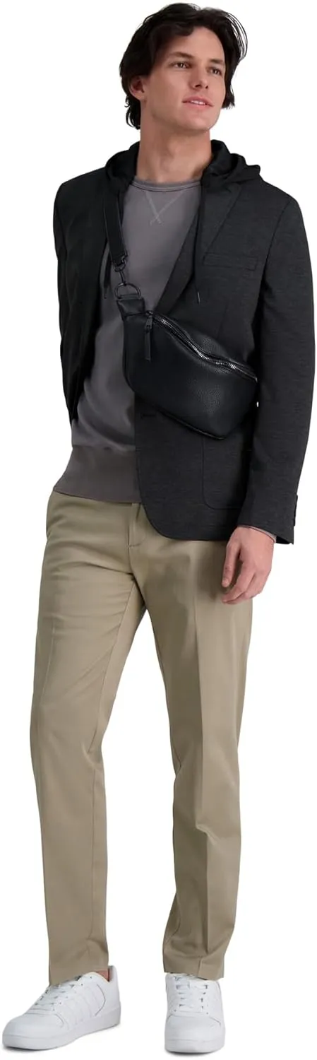 Haggar Men's Iron Free Premium Khaki Straight Fit Flat Front Flex Waistband Casual Pant