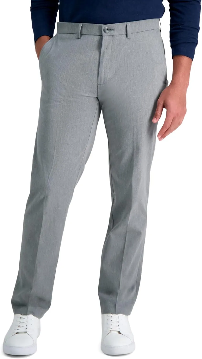 Haggar Men's Iron Free Premium Khaki Straight Fit Flat Front Flex Waistband Casual Pant