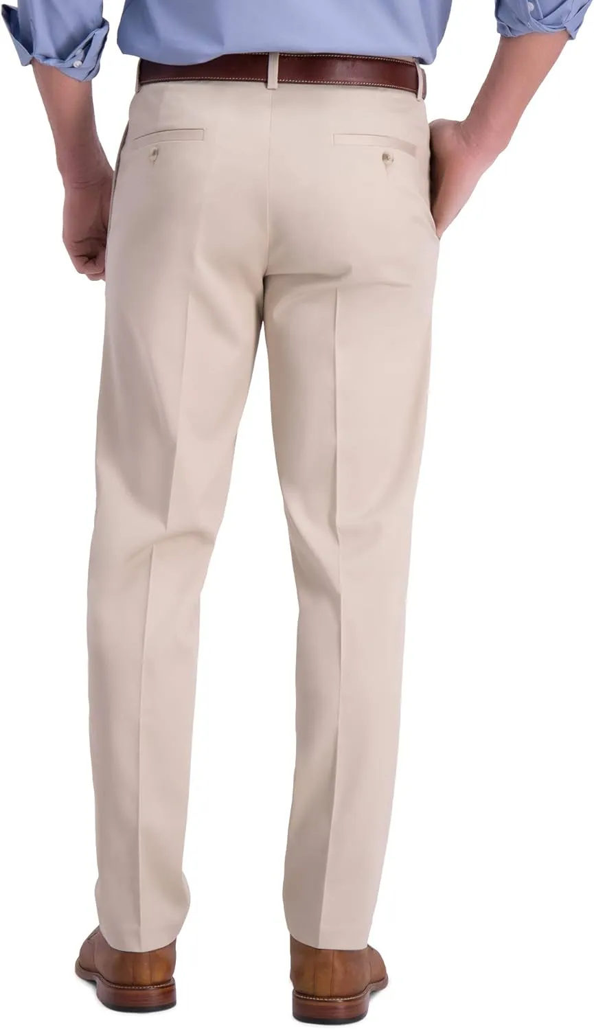 Haggar Men's Iron Free Premium Khaki Straight Fit Flat Front Flex Waistband Casual Pant