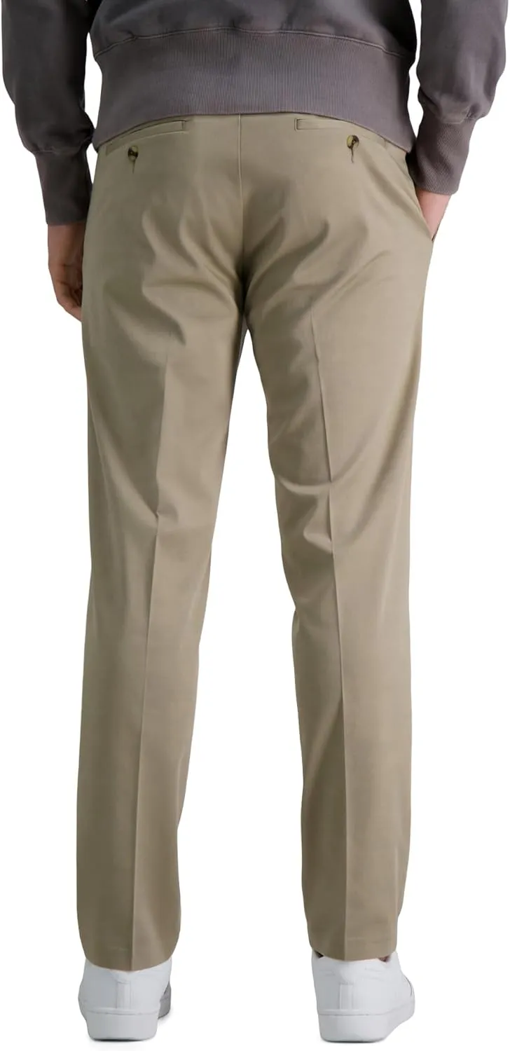 Haggar Men's Iron Free Premium Khaki Straight Fit Flat Front Flex Waistband Casual Pant
