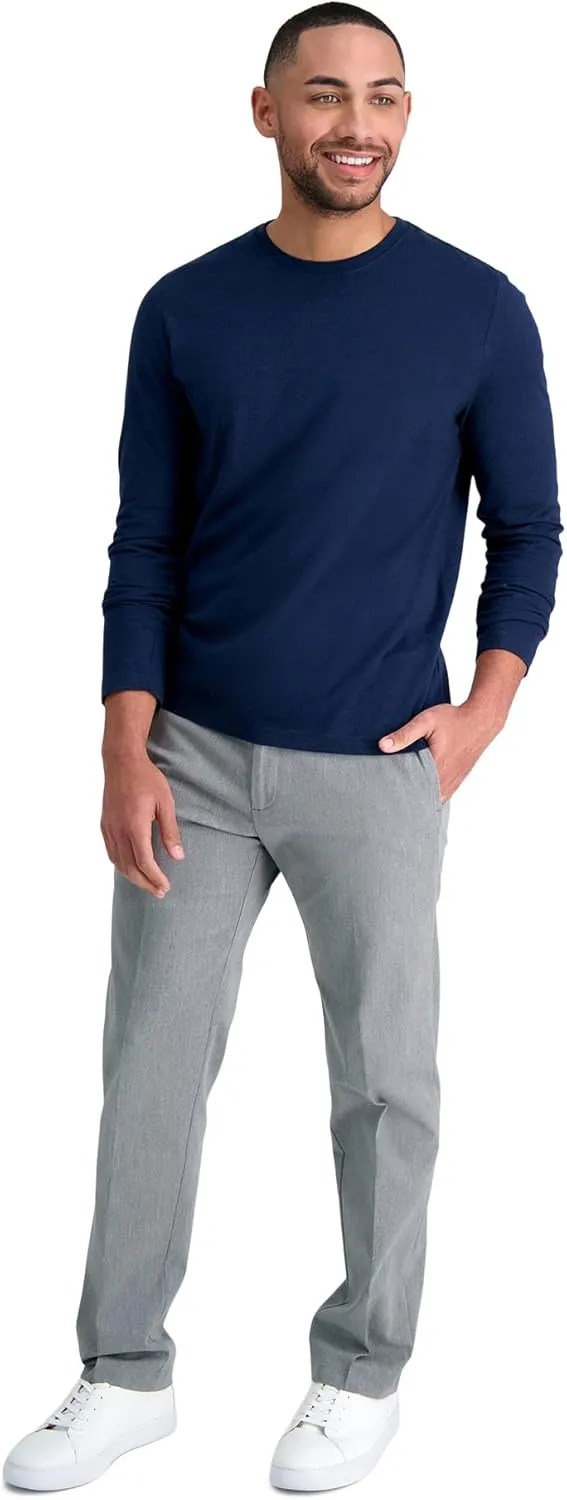 Haggar Men's Iron Free Premium Khaki Straight Fit Flat Front Flex Waistband Casual Pant